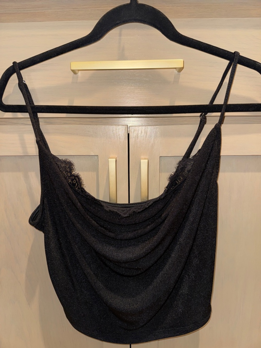 Urban Outfitters Black Cowl Neck Lace Trim Camisole